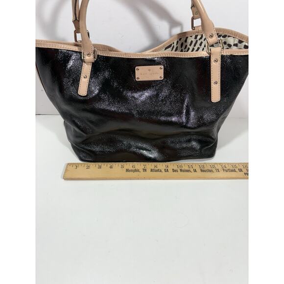 KATE SPADE BLACK PATENT LEATHER TOTE SHOULDER 2 Handles PURSE Bag - Picture 12 of 14